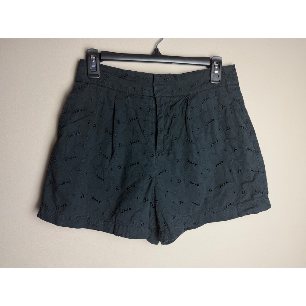 A New Day Black Eyelet Shorts Womens Size 4 High Rise Cotton Pockets Summer